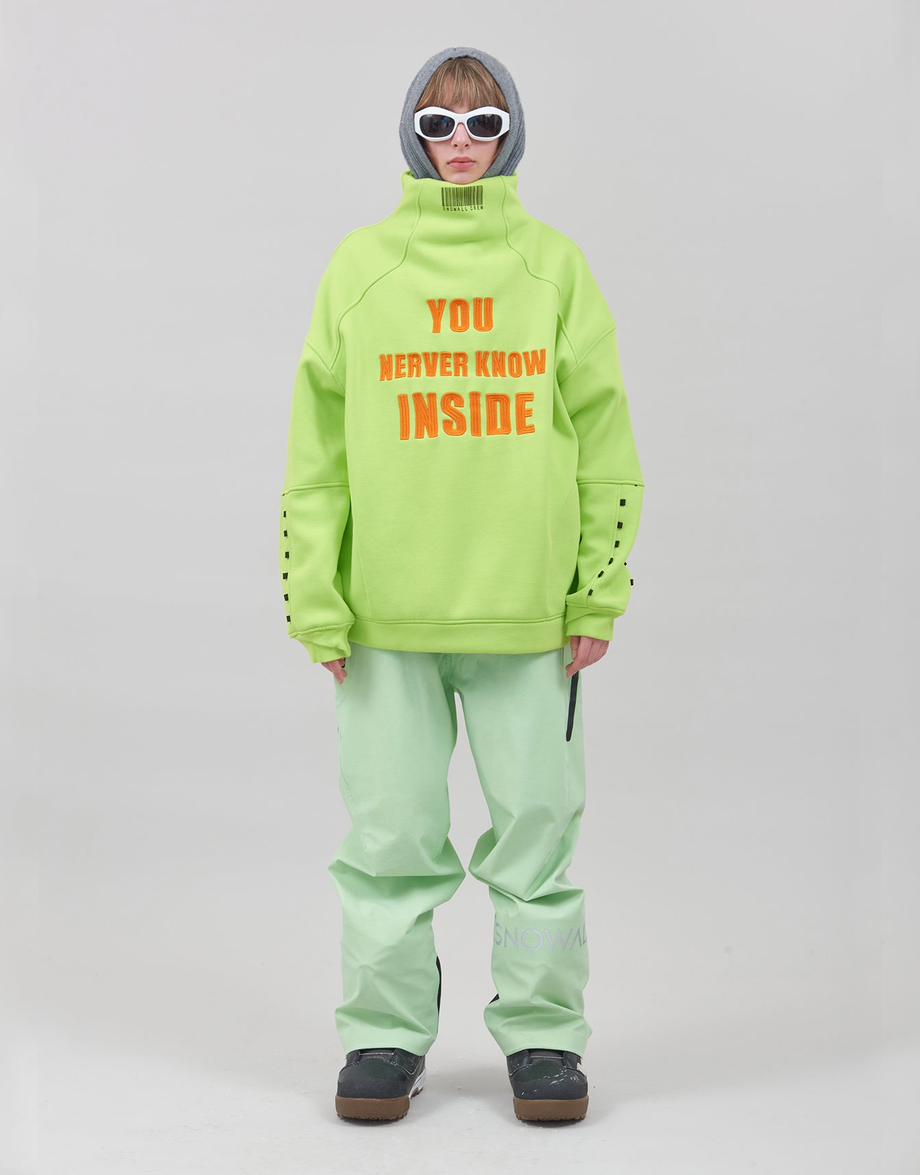 Hoodie Water Resistant Inside Lime Fluo