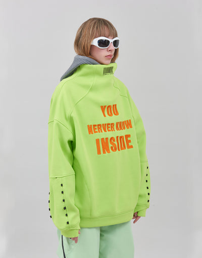 Hoodie Water Resistant Inside Lime Fluo