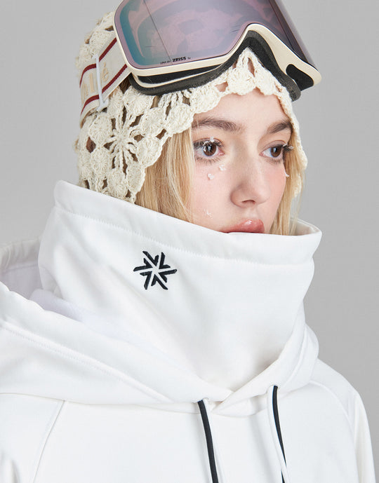 スノーボード パーカー　耐水性3WT ホワイト Lサイズ ski-snowboard-hoodie-